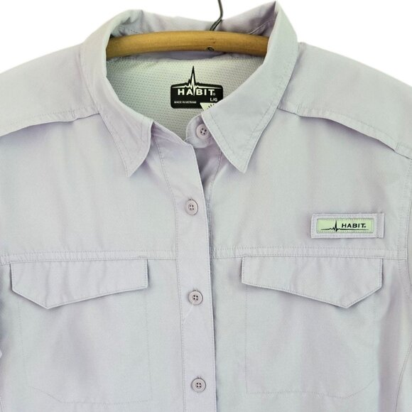 Habit Westerlake Fishing Shirt Solar-Factor UPF 40+ Short-Sleeve Large Purple - Picture 5 of 10